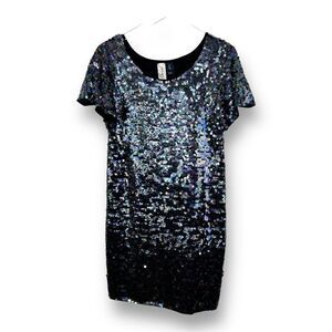 Bird by Juicy Couture Wool Knit Mermaid Sequin Dress w/Flutter Sleeve Sz Large